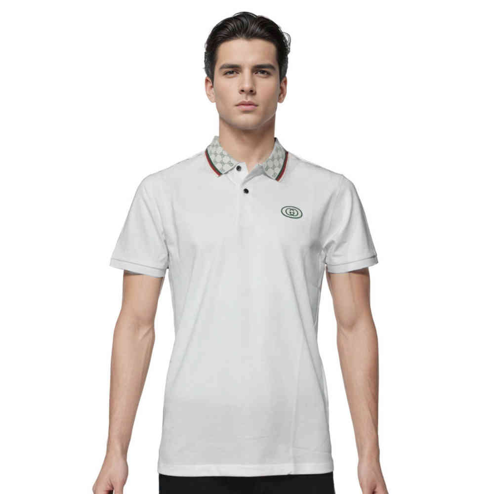 White Gucci Embossed Logo Blue Premium Quality T-shirt