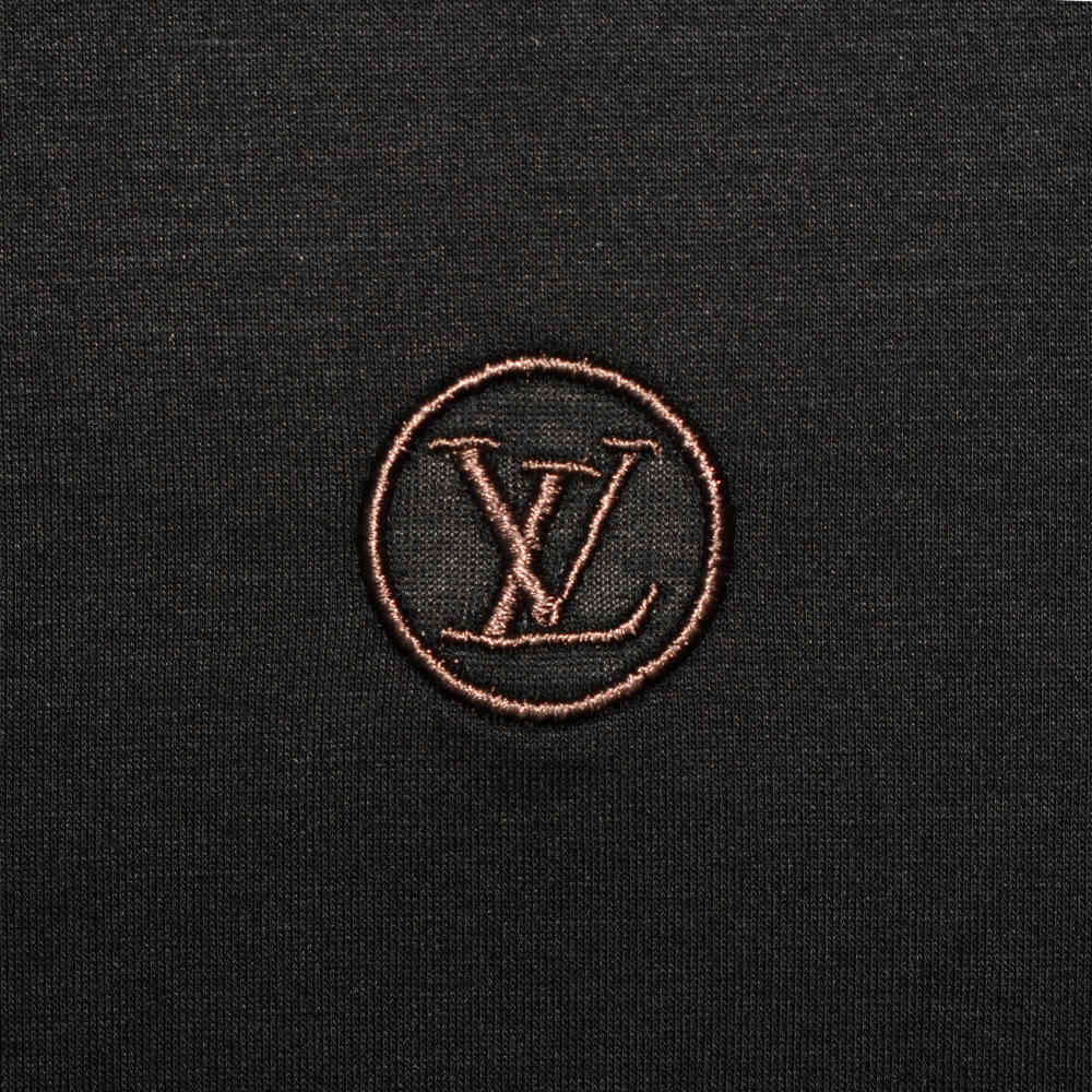 Louis Vuitton Logo Print Black Premium Quality Polo Tees-3
