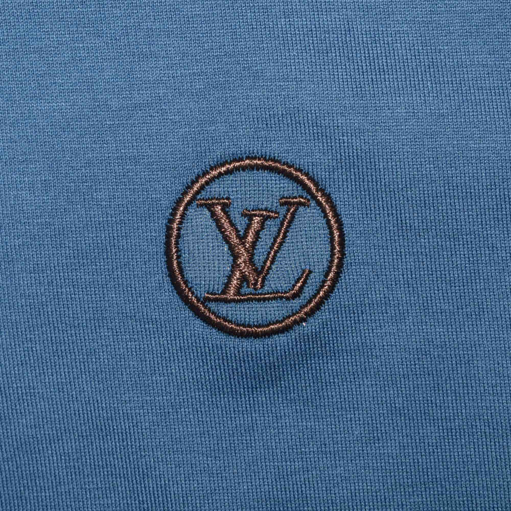 Louis Vuitton Logo Print Blue Premium Quality Polo Tees-3