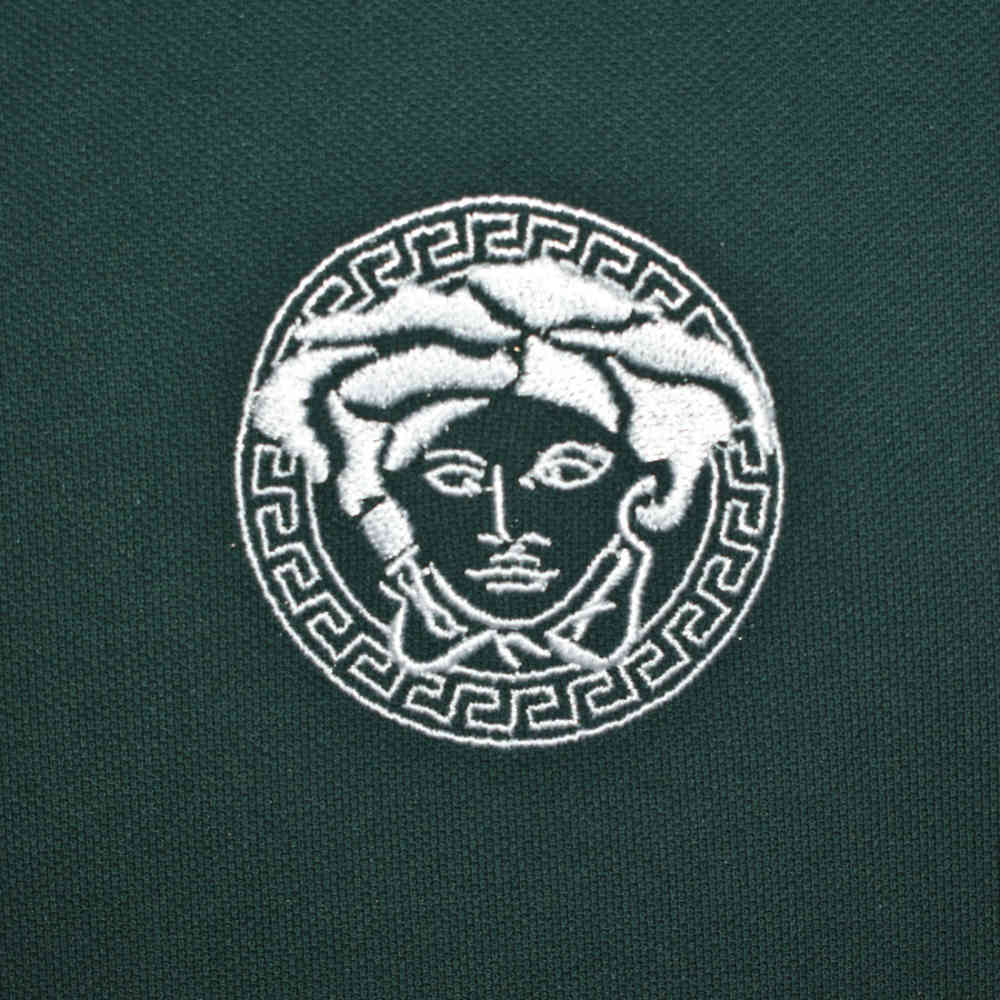 Versace Embroidered logo Green Premium Polo T-shirt-thumb-3