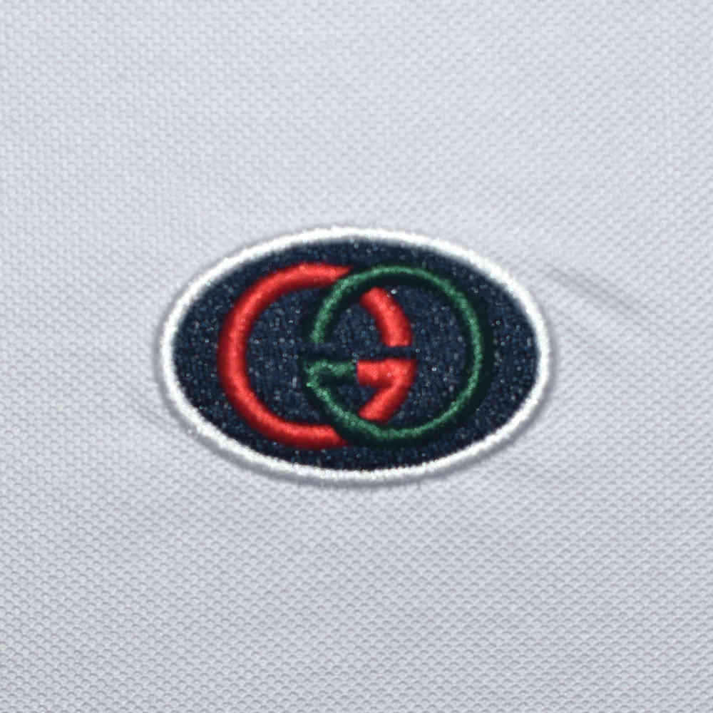 Gucci White Embroidered logo Premium T-shirt-thumb-3