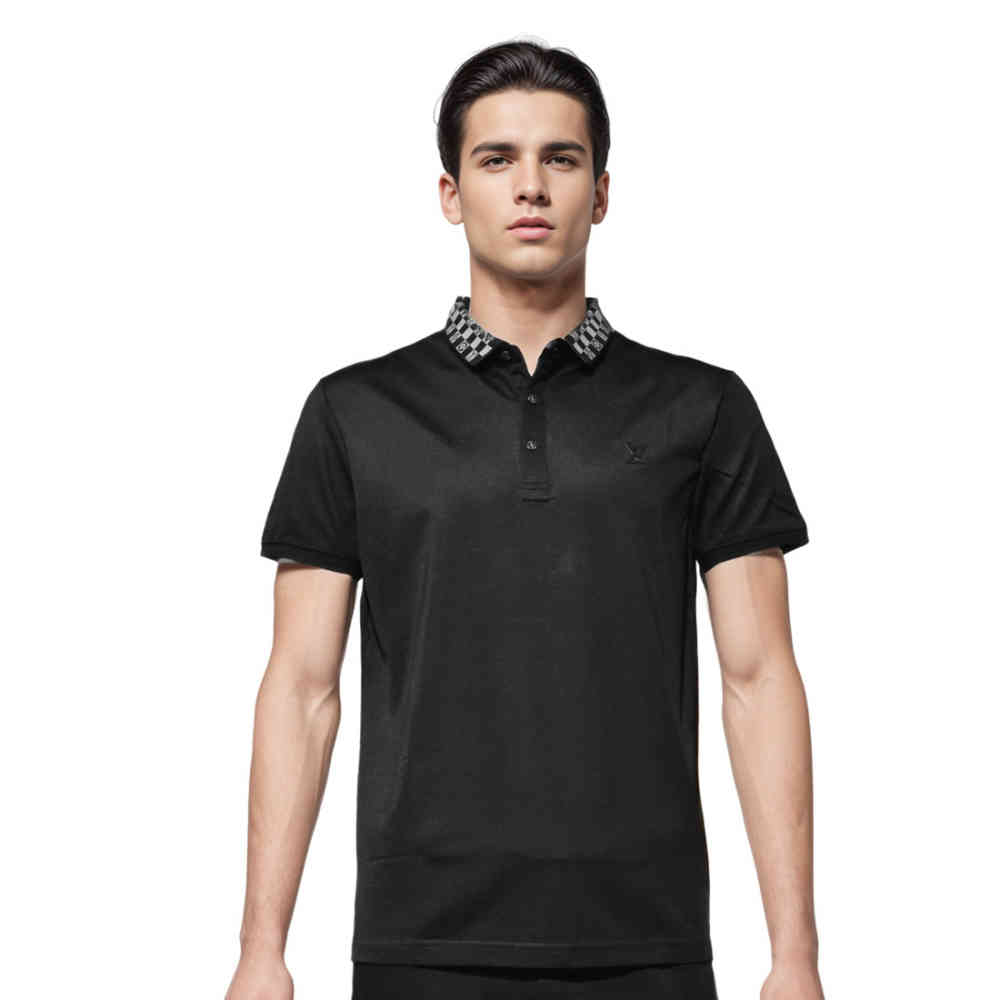 Black Louis Vuitton Green Embroidery Logo Premium Polo T-shirt