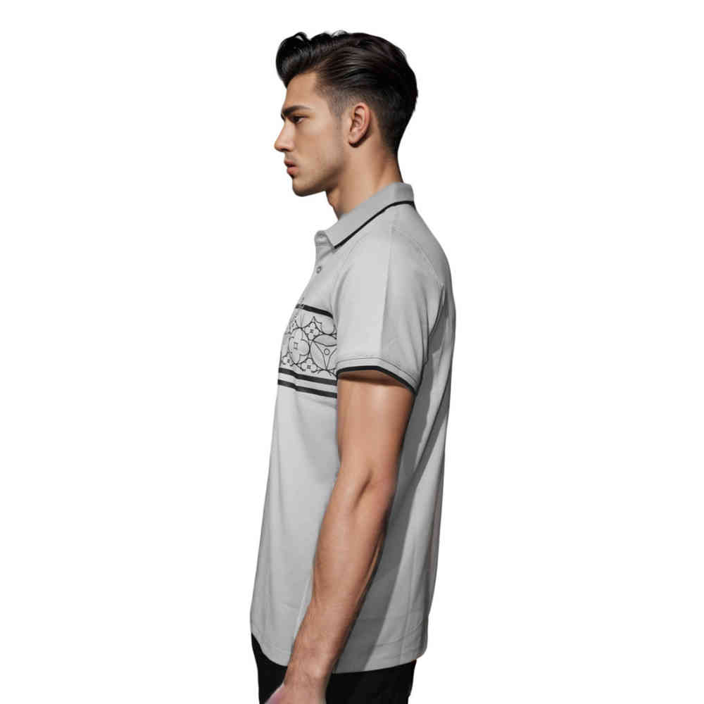 Louis Vuitton Grey Premium Quality Polo Tees-thumb-2