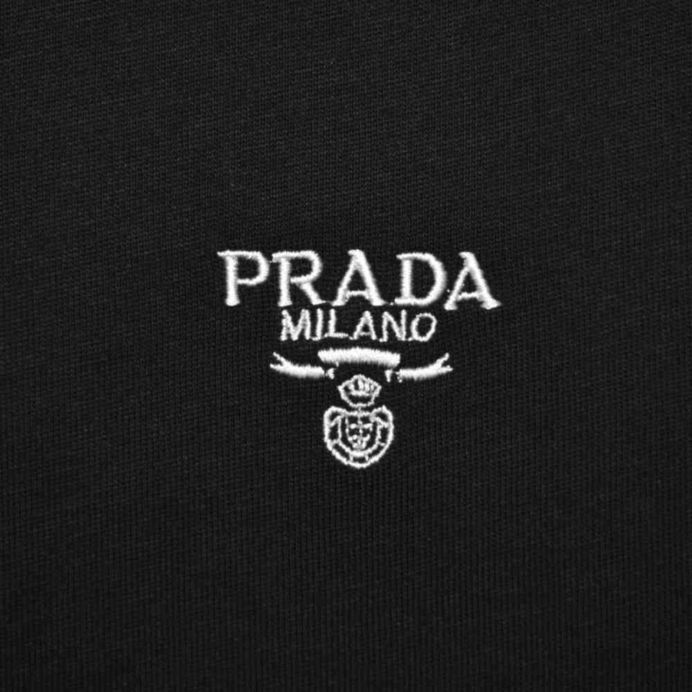 Prada Black Embroidery Logo Premium Polo T-shirt-3