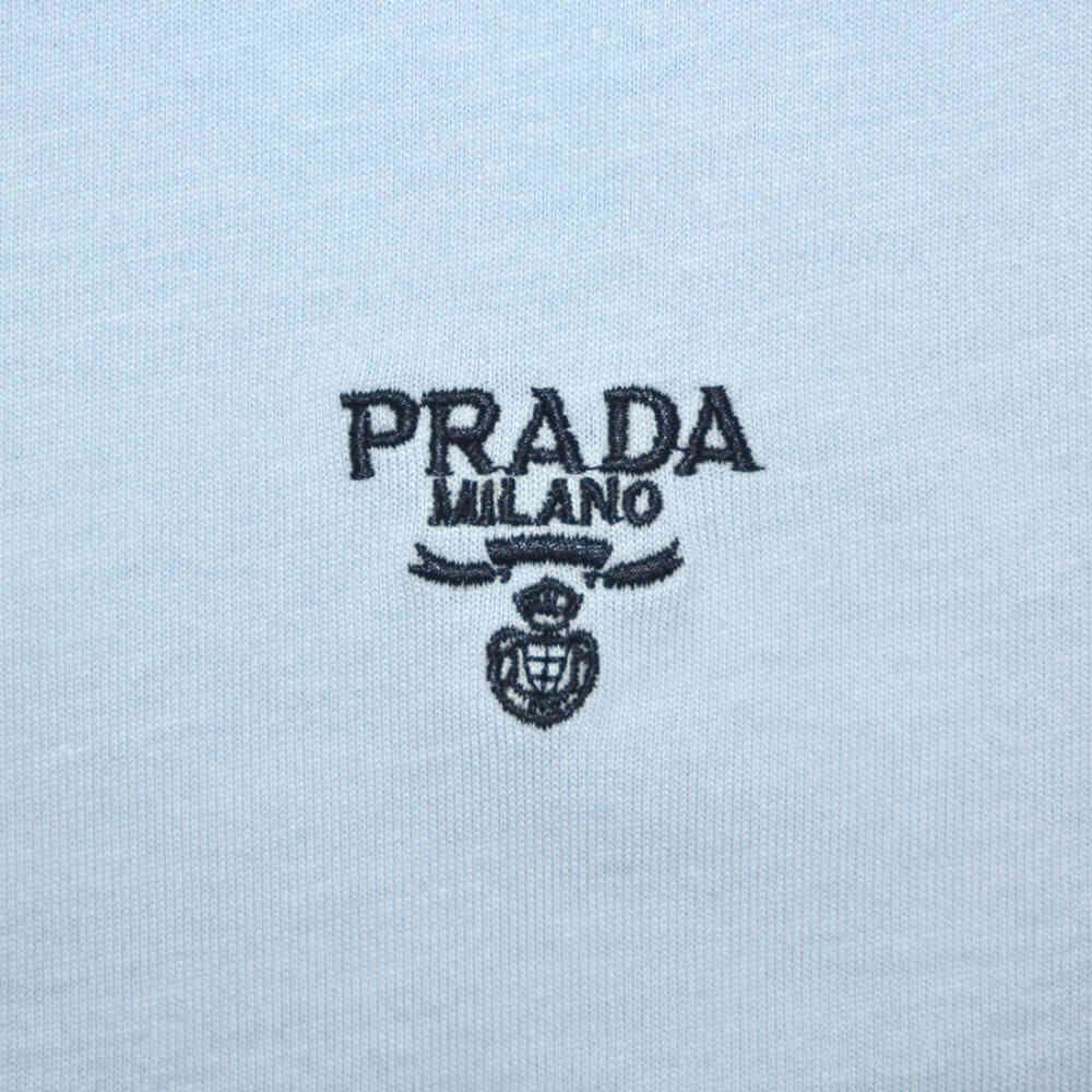 Prada Sky Blue Embroidery Logo Premium Polo T-shirt-3