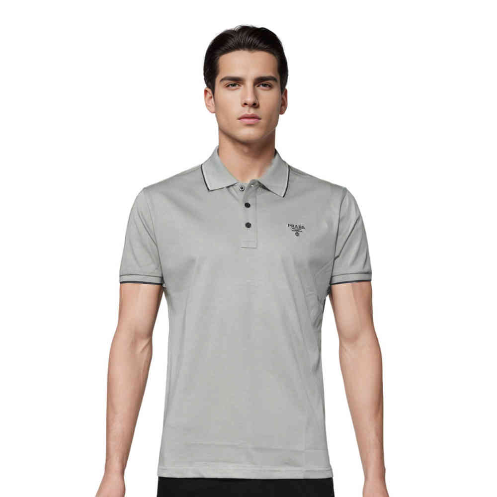 Green Prada Brown Embroidery Logo Premium Polo T-shirt