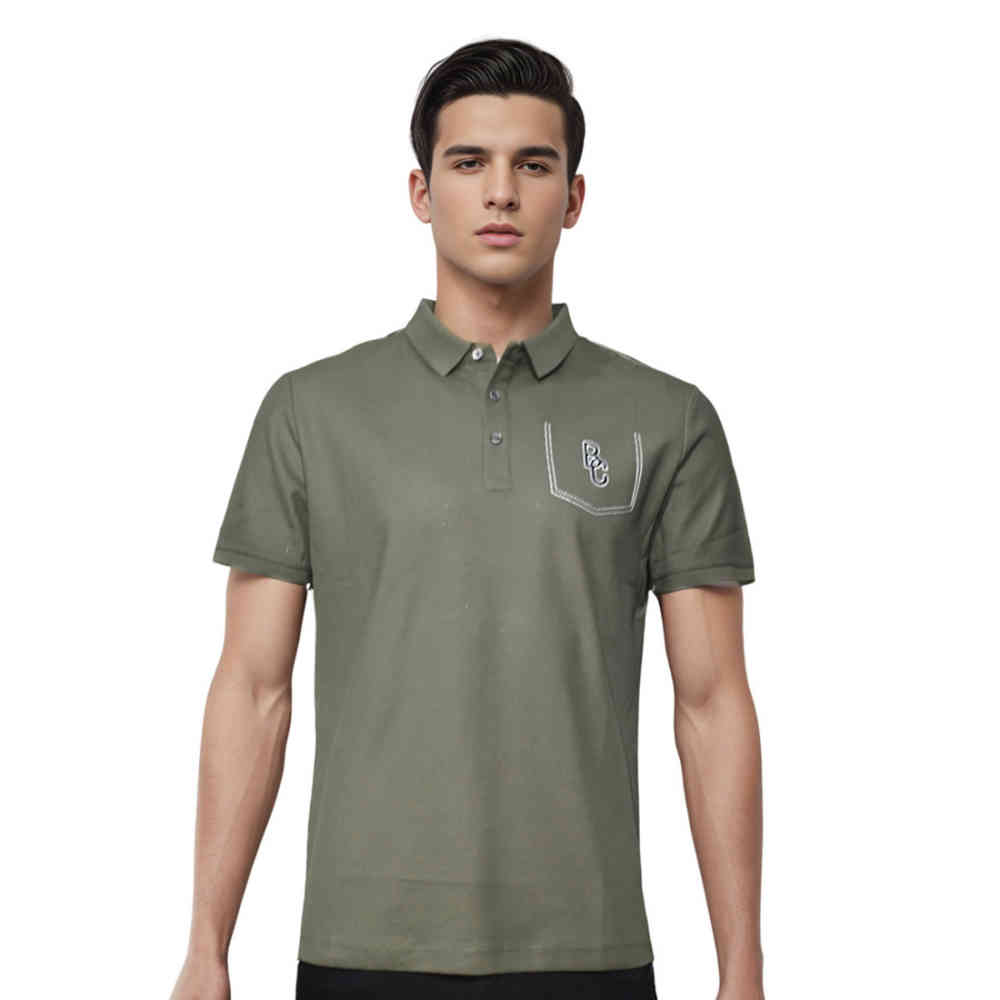 Green Brunello Cucinelli Grey Embroidery Premium Polo T-shirt