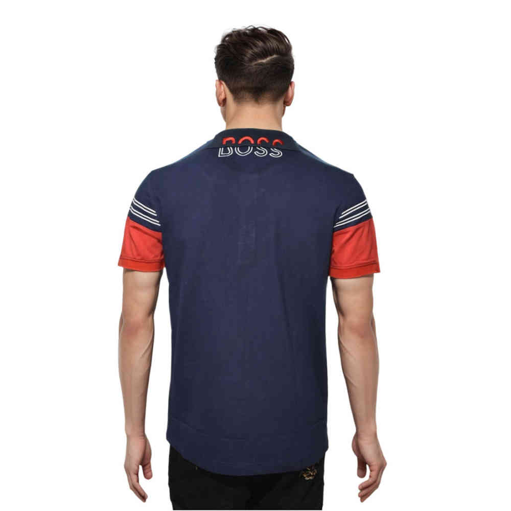 BOSS Navy Blue Embroidery Logo Premium Luxury Polo T-shirt-1