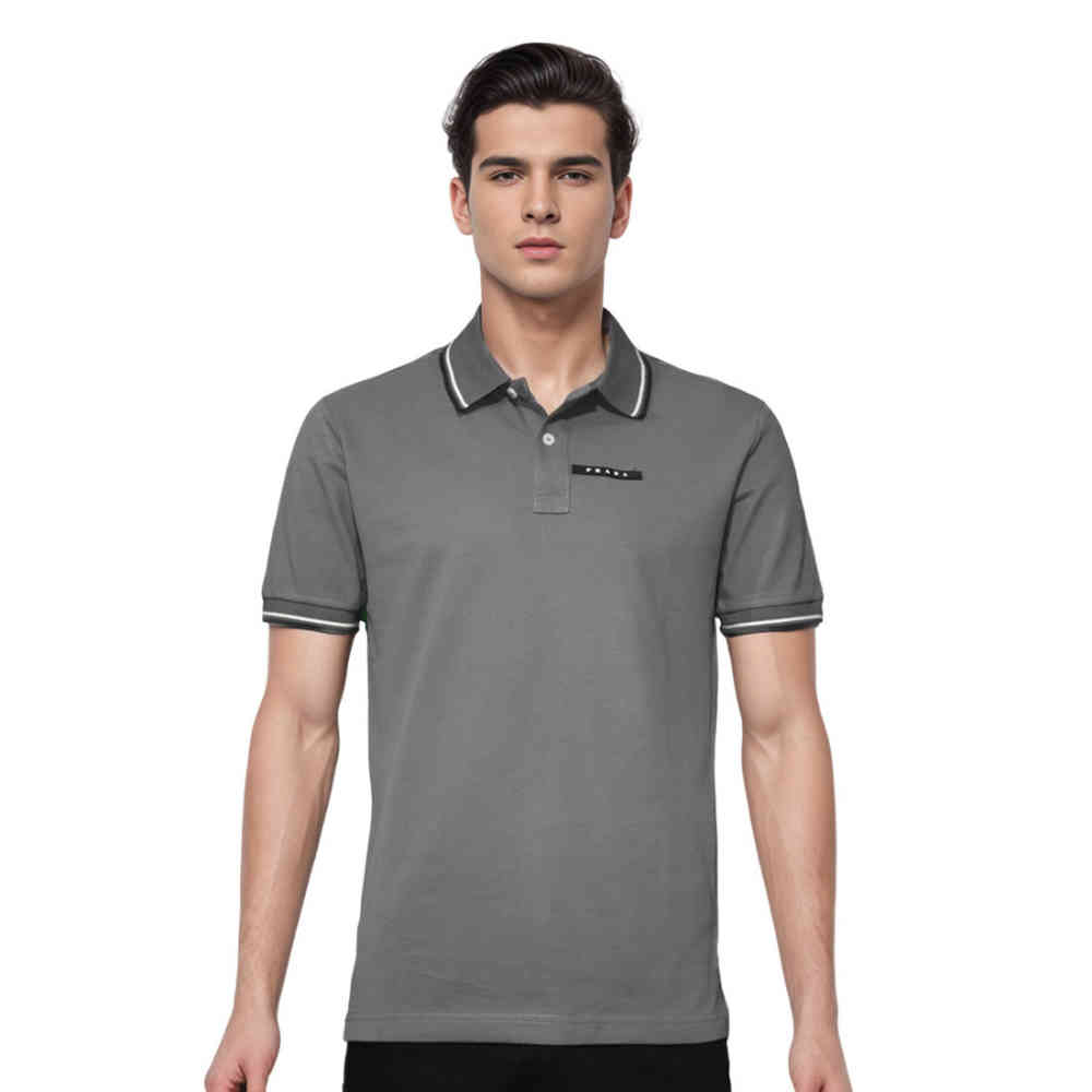 Grey Prada Embossed Logo Black Premium T-shirt