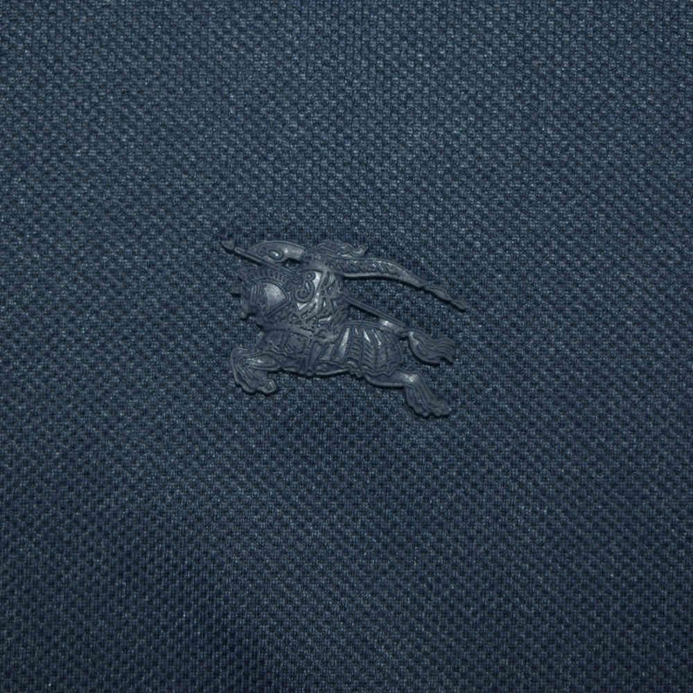Burberry Embossed Logo Navy Blue Premium Quality Polo T-shirt-thumb-3