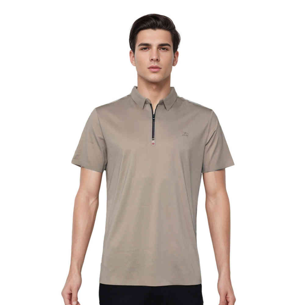 Brown Burberry Embossed Logo Black Premium Quality Polo T-shirt