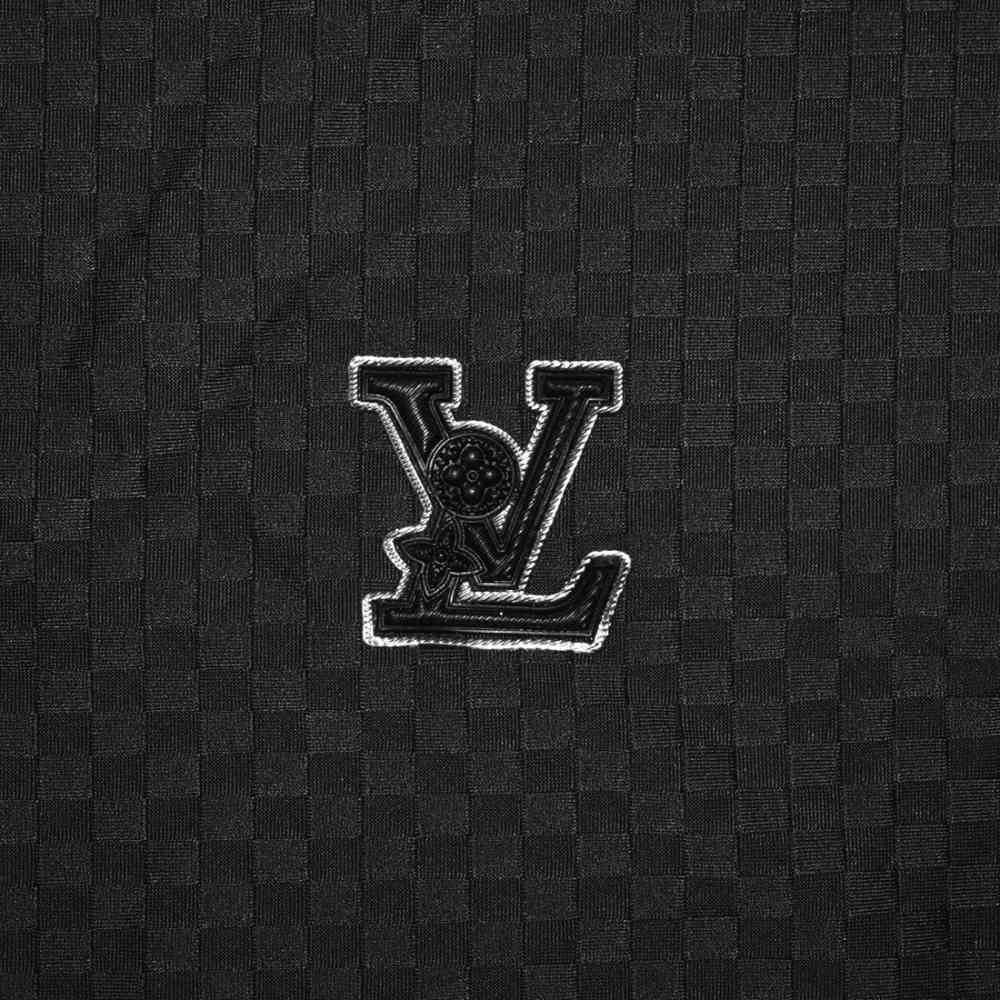 Louis Vuitton Black Embroidery Logo Polo T-shirt-thumb-3