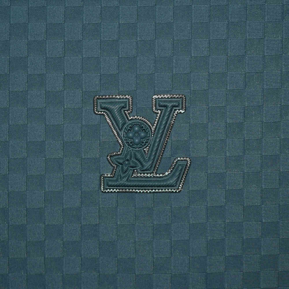Louis Vuitton Teal Blue Embroidery Logo Premium Polo T-shirt-3