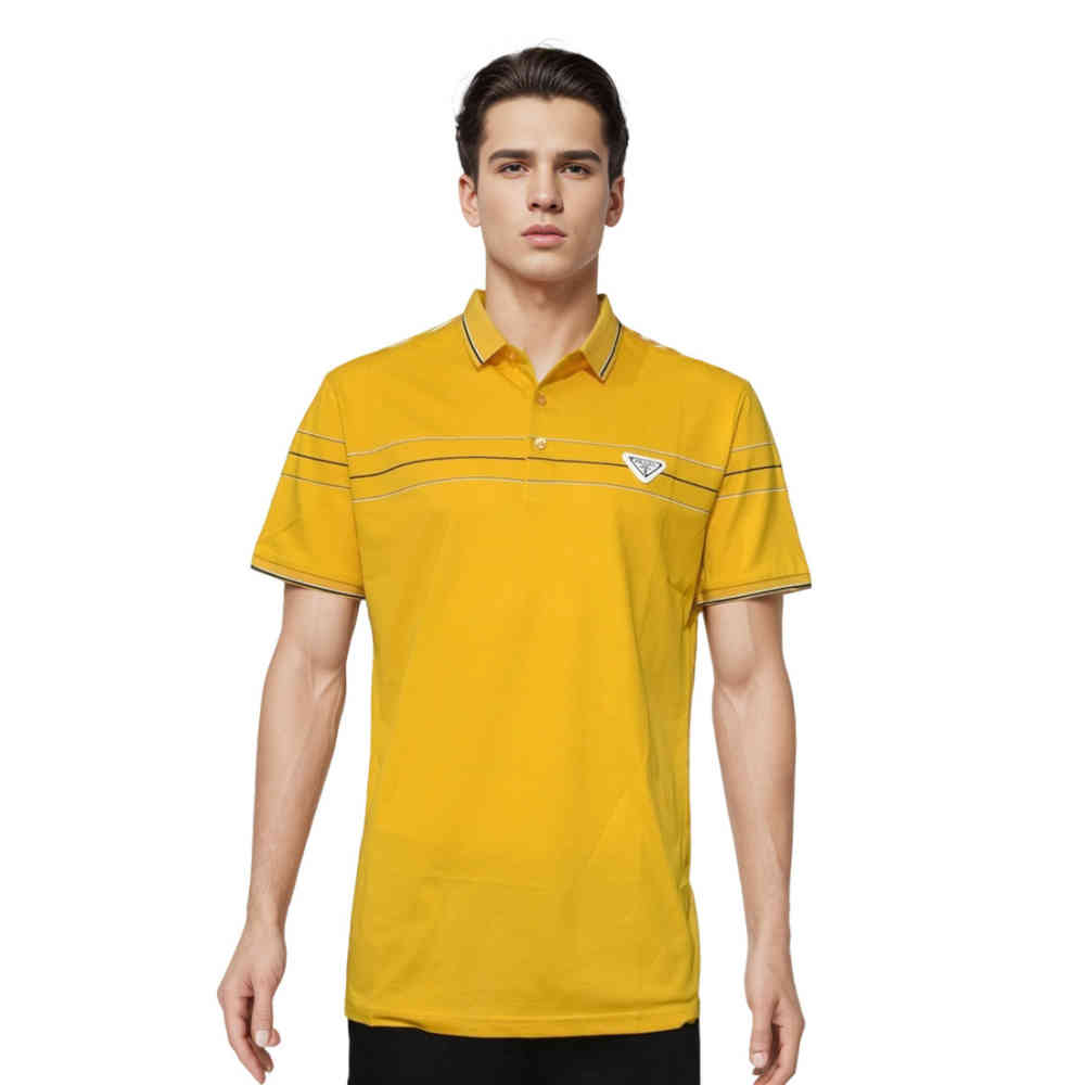 Yellow Prada Black Re-Nylon Premium Quality Polo T-shirt