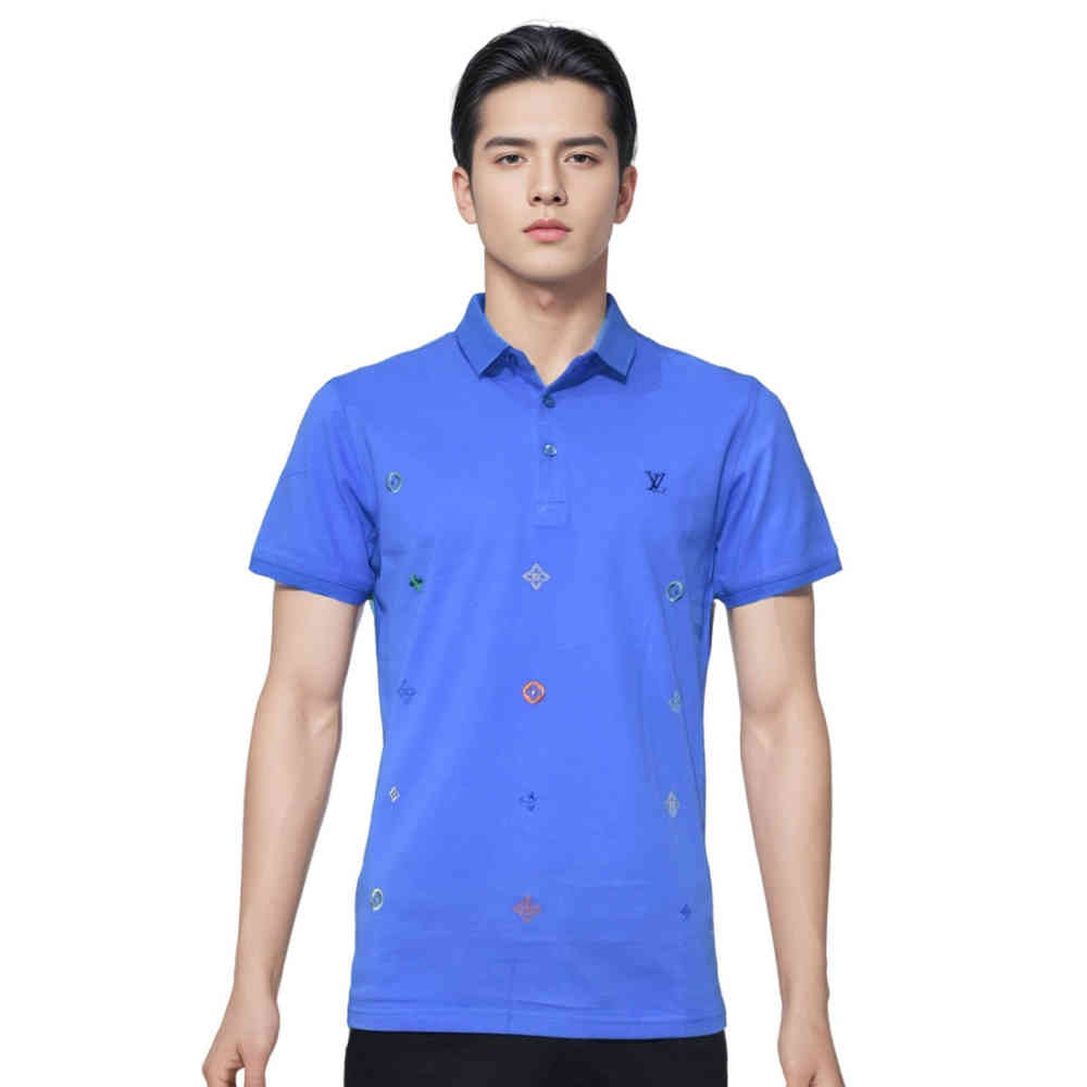 Blue Louis Vuitton Black Premium Quality Polo Tees