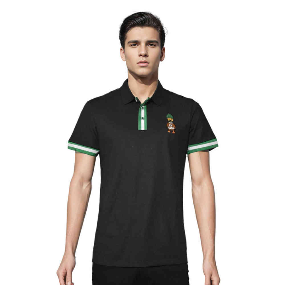 Black Louis Vuitton Jacquard Duck White Premium Polo T-shirt