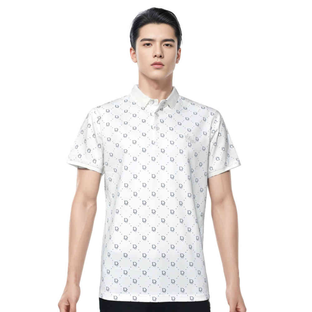 White Dior Printed Black Premium Quality Polo Tees