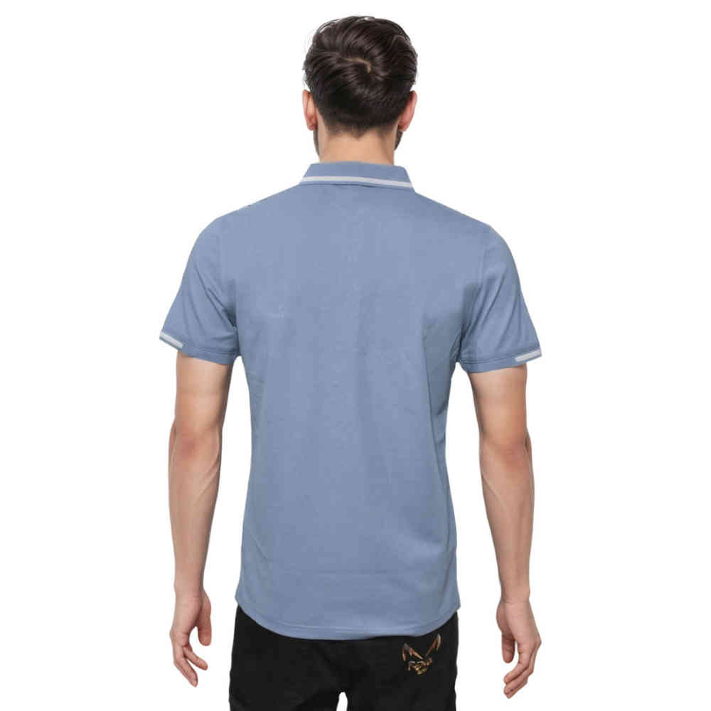 Boss Light Blue Embroidery Logo Premium Polo T-shirt-1
