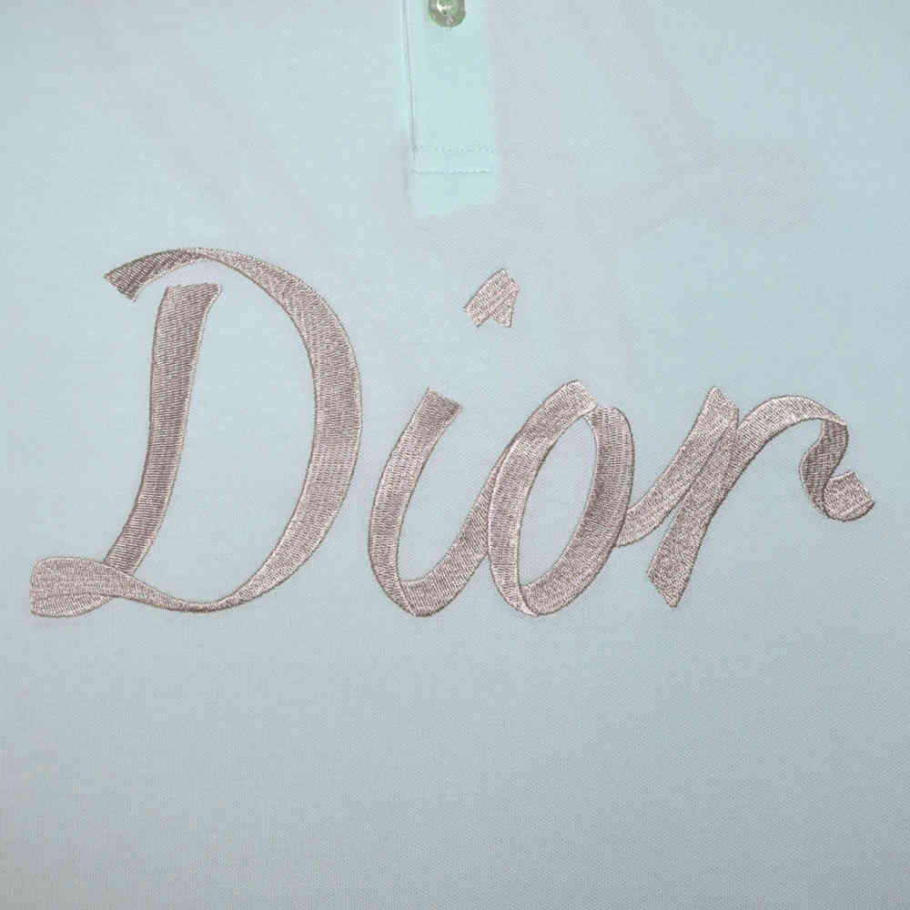 Dior Printed Sky Blue Premium Quality Polo T-shirt-3