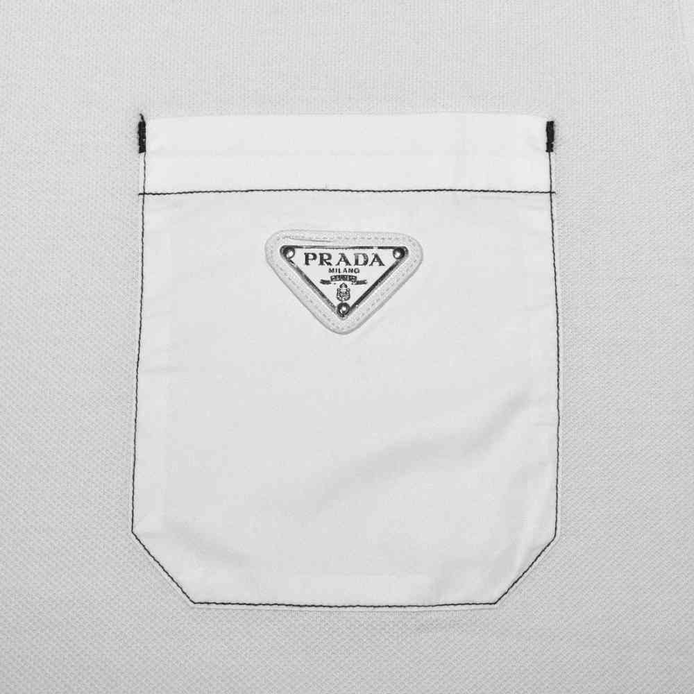 Prada White Re-Nylon details Premium Quality T-shirt-3