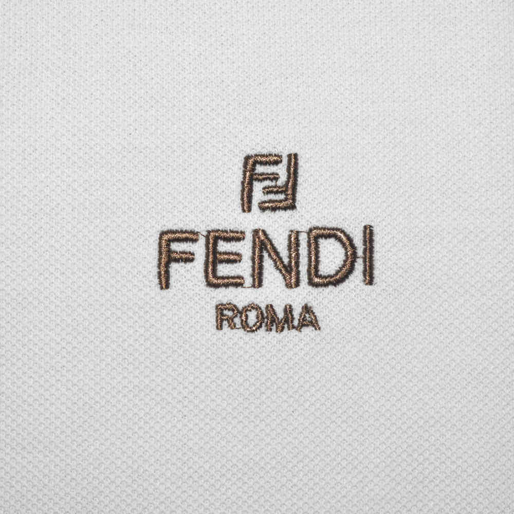 Fendi Embroidered White Premium Quality Polo T-shirt-3