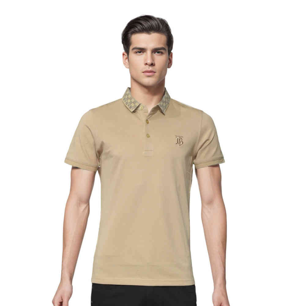 Brown Burberry TB Monogram-Embroidered Black Polo T-shirt