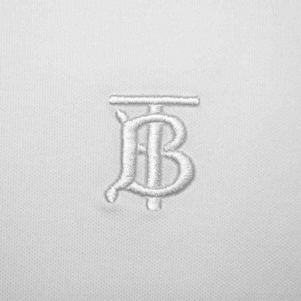 Burberry TB Monogram-Embroidered White Polo T-shirt-3