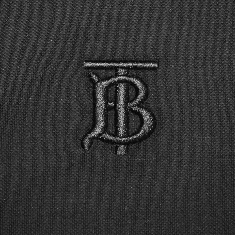 Burberry TB Monogram-Embroidered Black Polo T-shirt-3