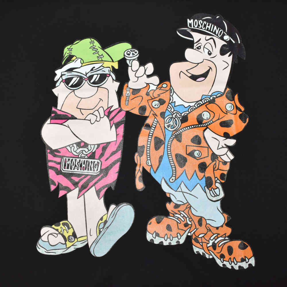 Moschino Black Flintstones Print Premium T-shirt-thumb-3