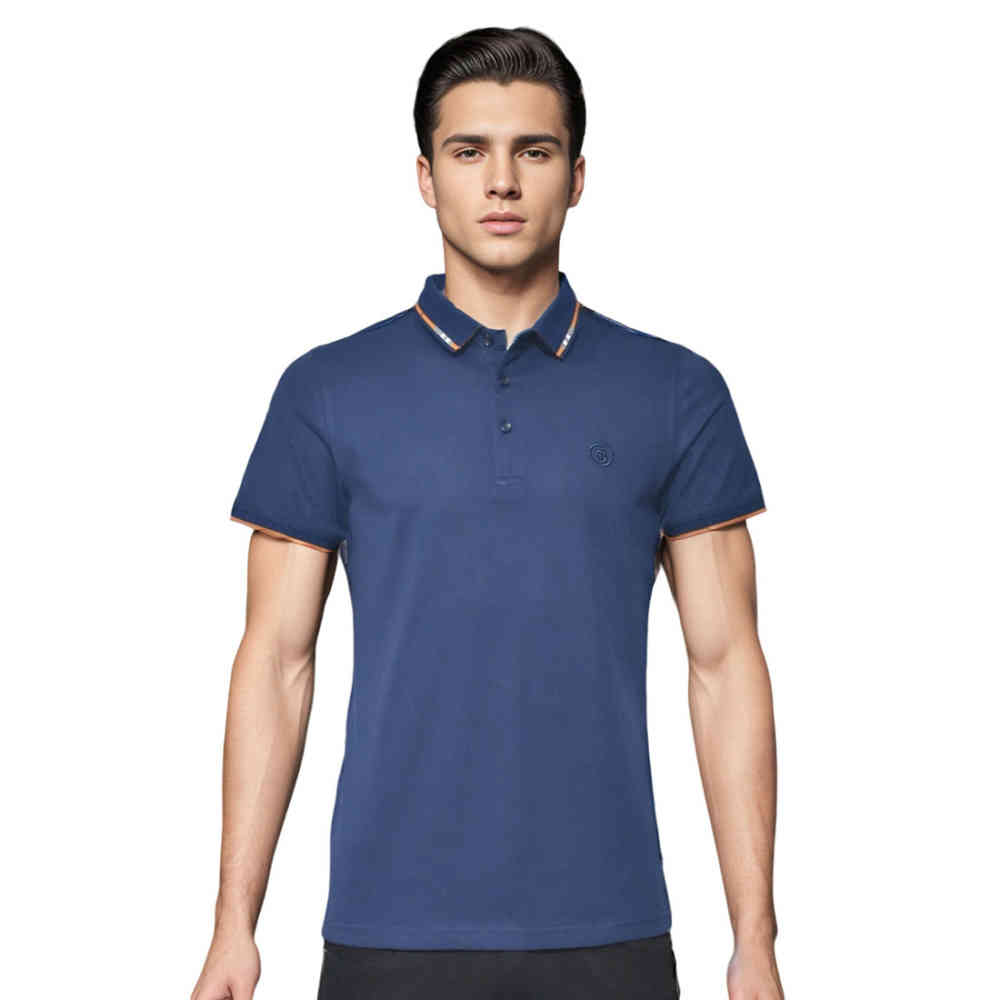 Navy Blue Burberry White Premium Quality Polo T-shirt