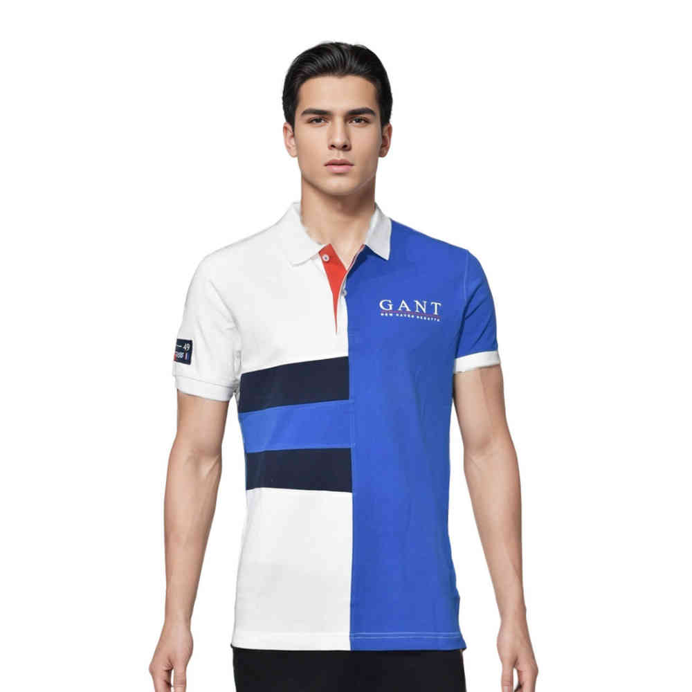 Blue & White GANT White & Red Mens Sailing Pique Polo T-shirt