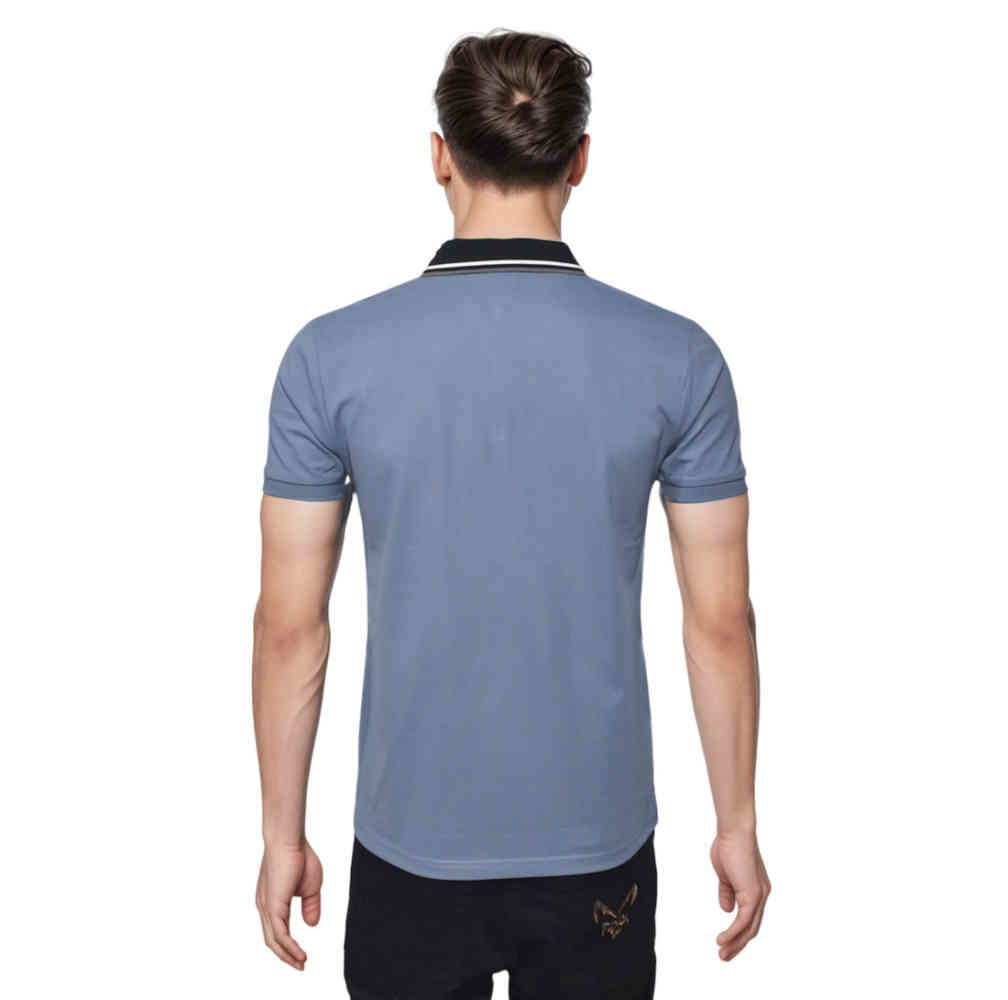 Boss Embossed Logo Blue Premium Quality T-shirt-1