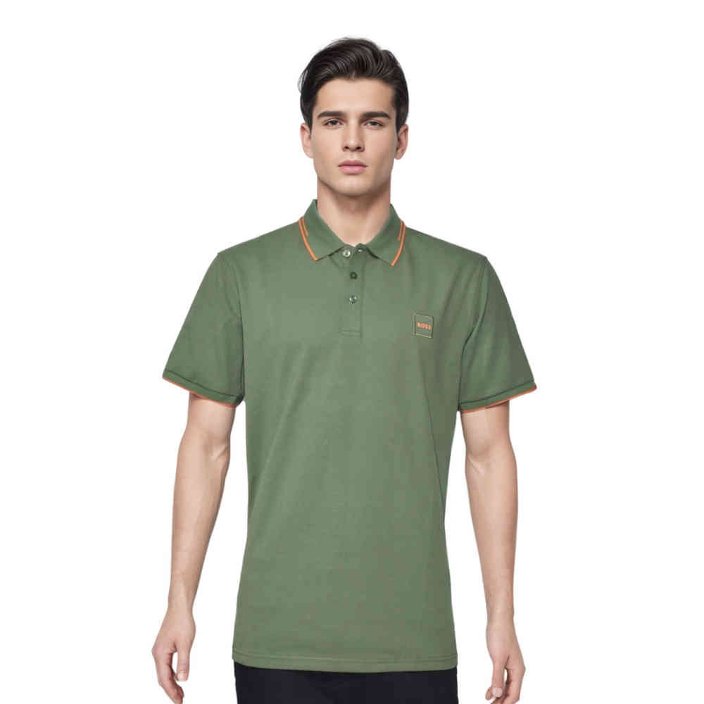 Green Boss logo Print White Premium Quality Polo T-shirt