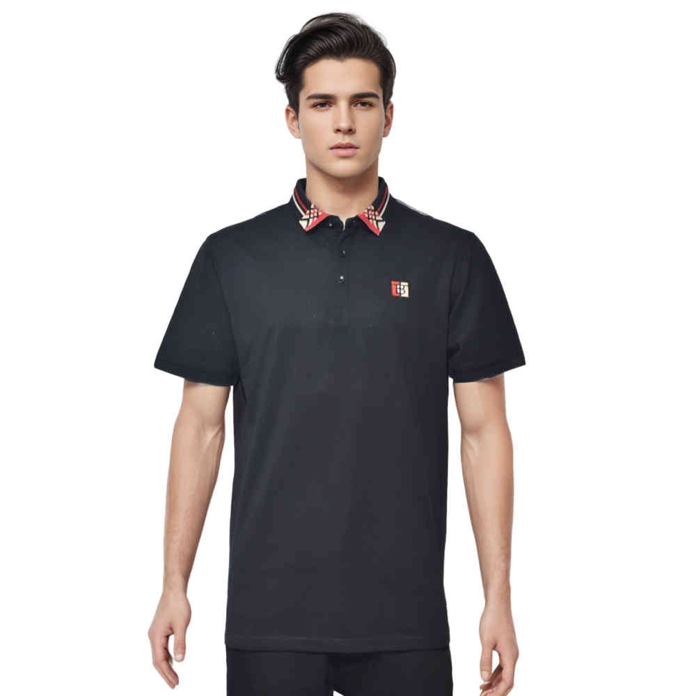 Black Burberry White Premium Quality Polo Tees
