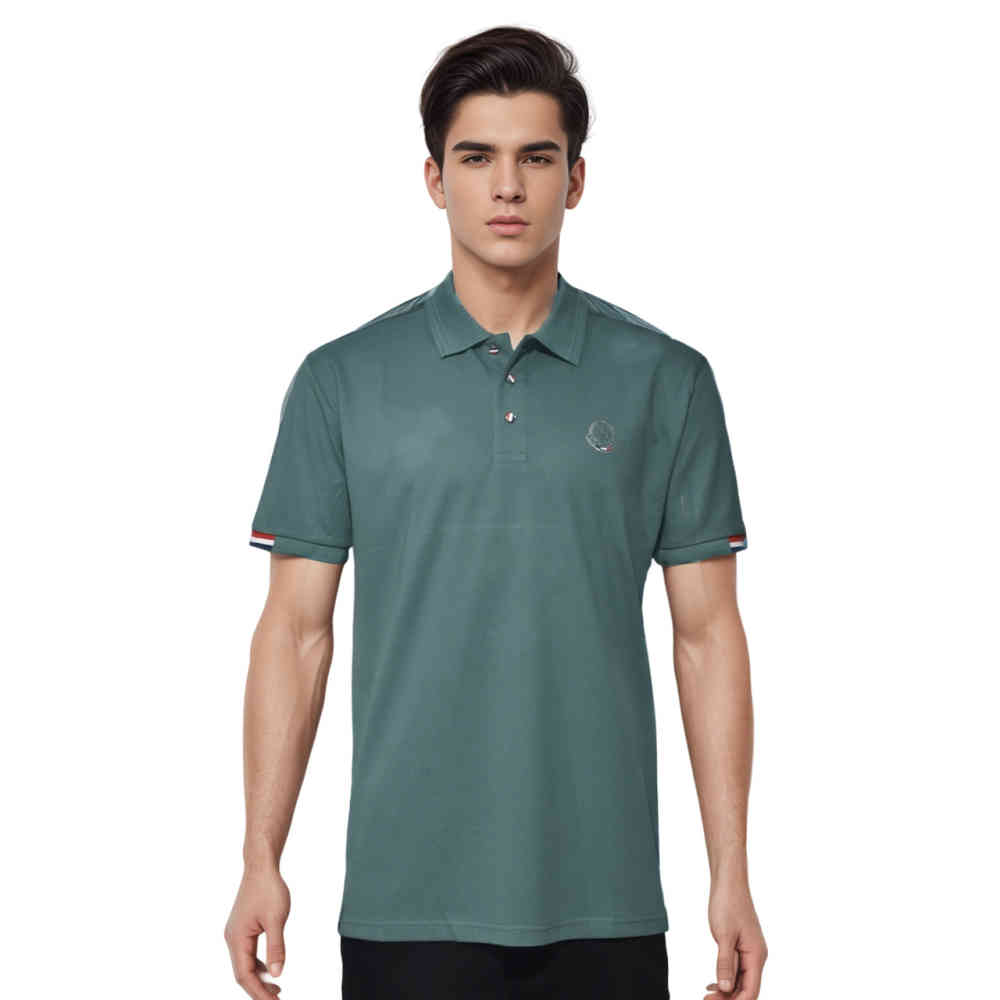 Teal Green Moncler Embroidered logo Black Premium T-shirt