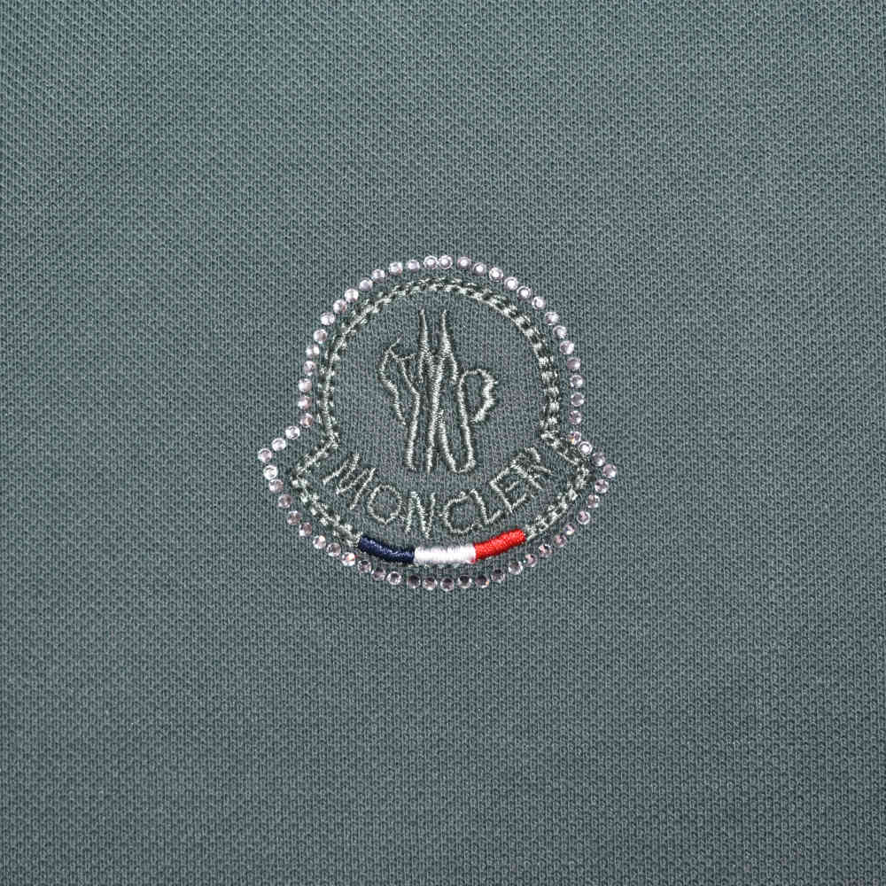 Moncler Embroidered logo Teal Green Premium T-shirt-thumb-3