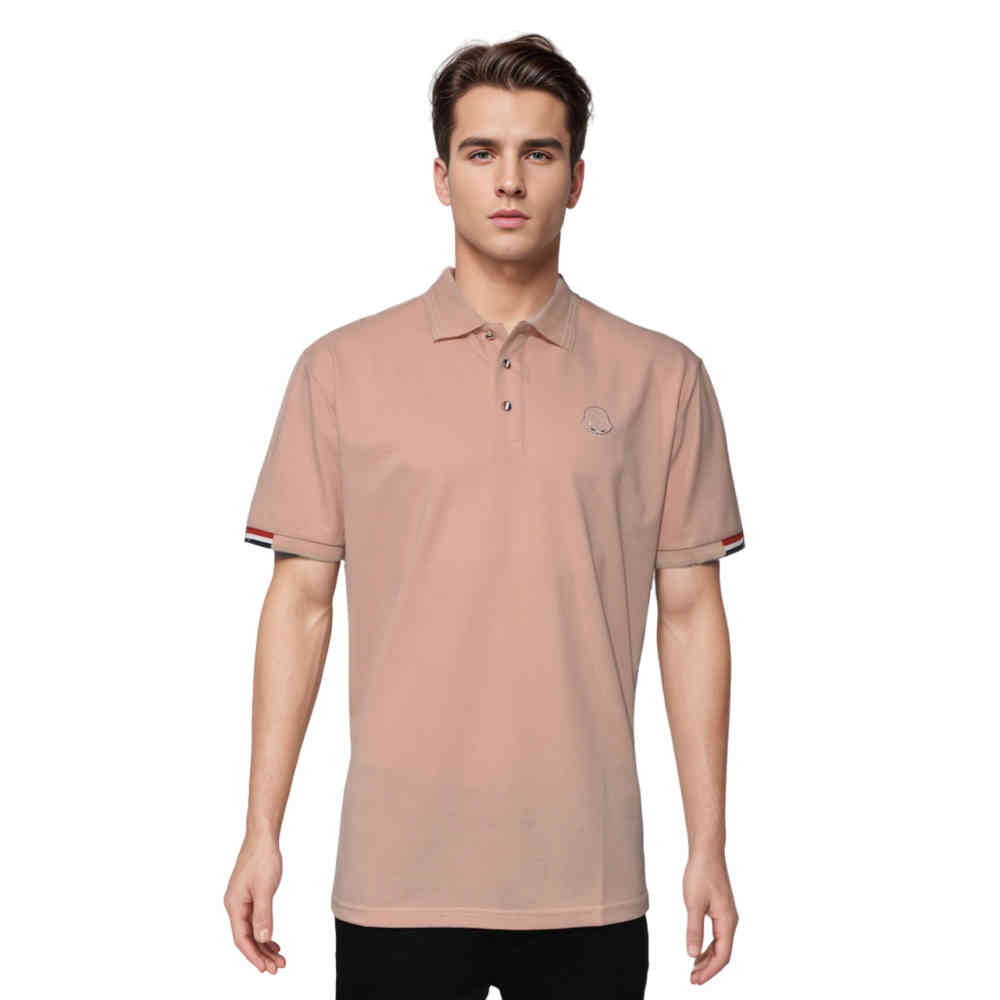 Pink Moncler Embroidered logo Black Premium T-shirt