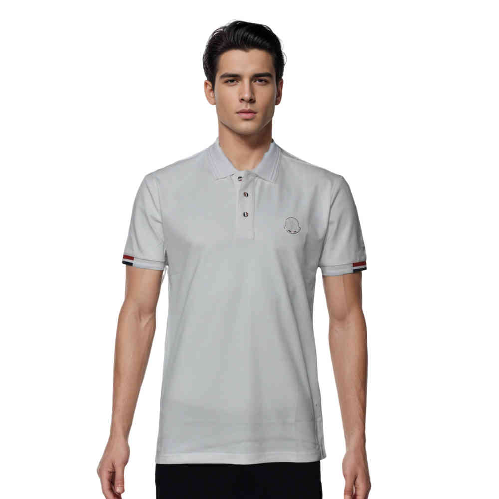 White Moncler Embroidered logo Black Premium T-shirt