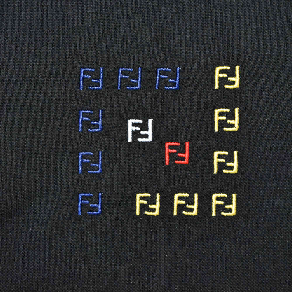 Fendi Embroidered logo Black Premium Quality T-shirt-3