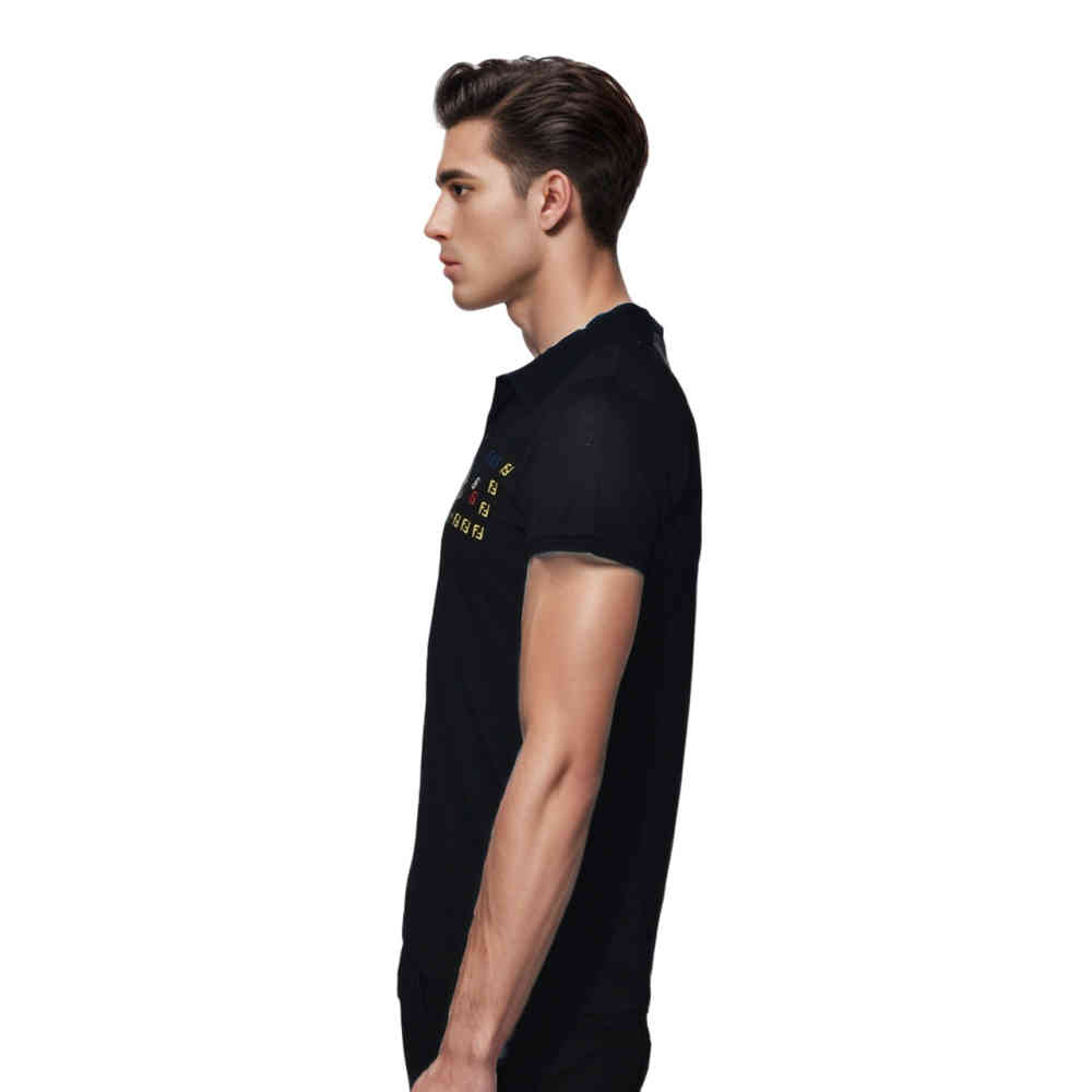 Fendi Embroidered logo Black Premium Quality T-shirt-2