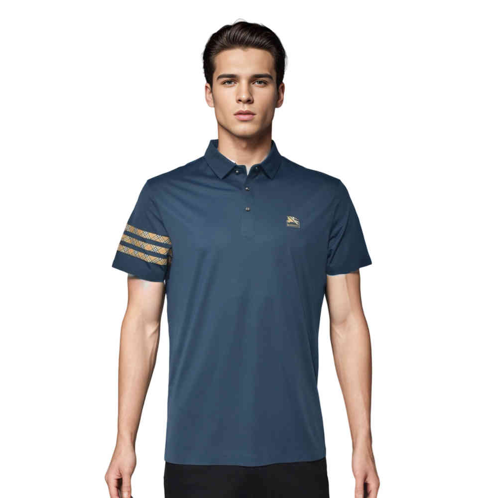 Blue Burberry Grey Premium Quality Polo Tees