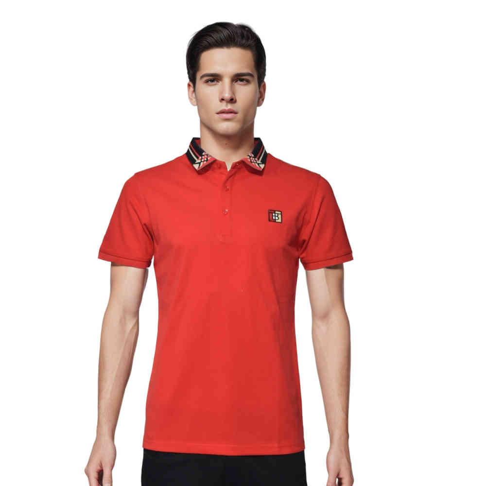 Red Burberry White Premium Quality Polo Tees