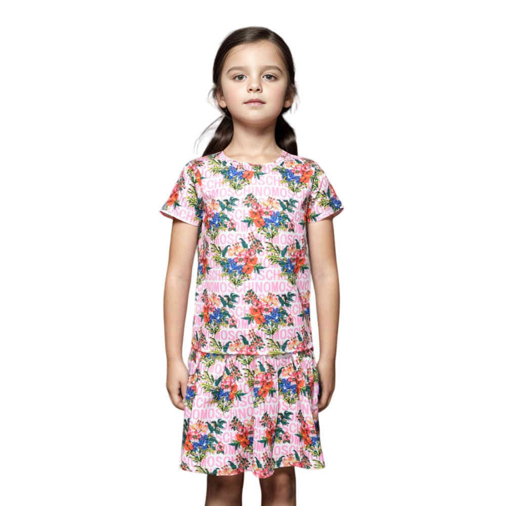 Moschino Pink Floral Premium Girls Co-ord Set-thumb-0