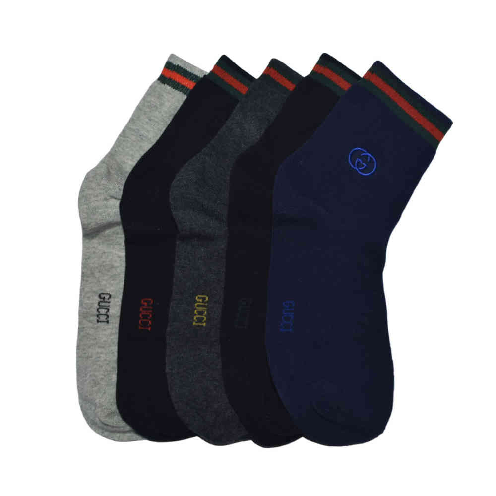 Embroidered logo Low Cut Premium Quality Socks Gucci logo Printed Premium No Show Socks - Pack of 5