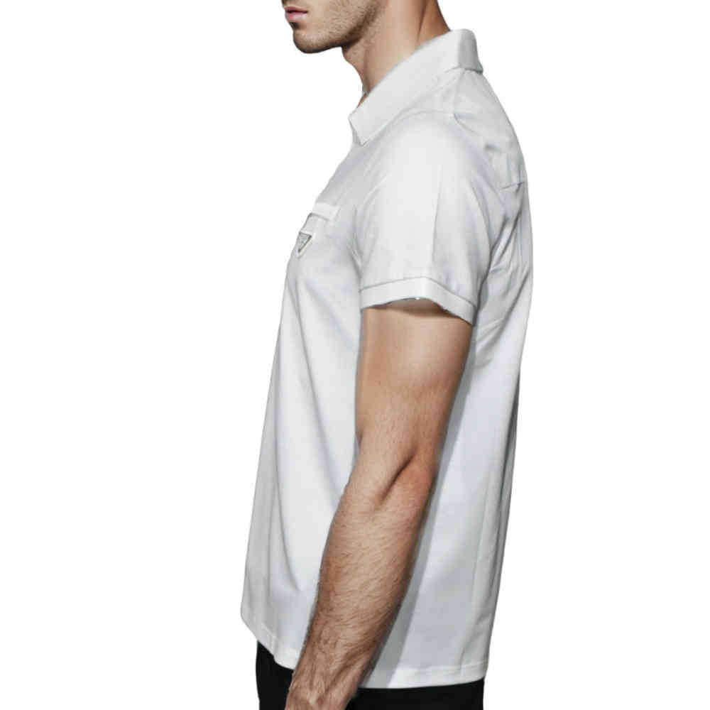 Prada White Premium Stretch Cotton Polo T-shirt-thumb-2