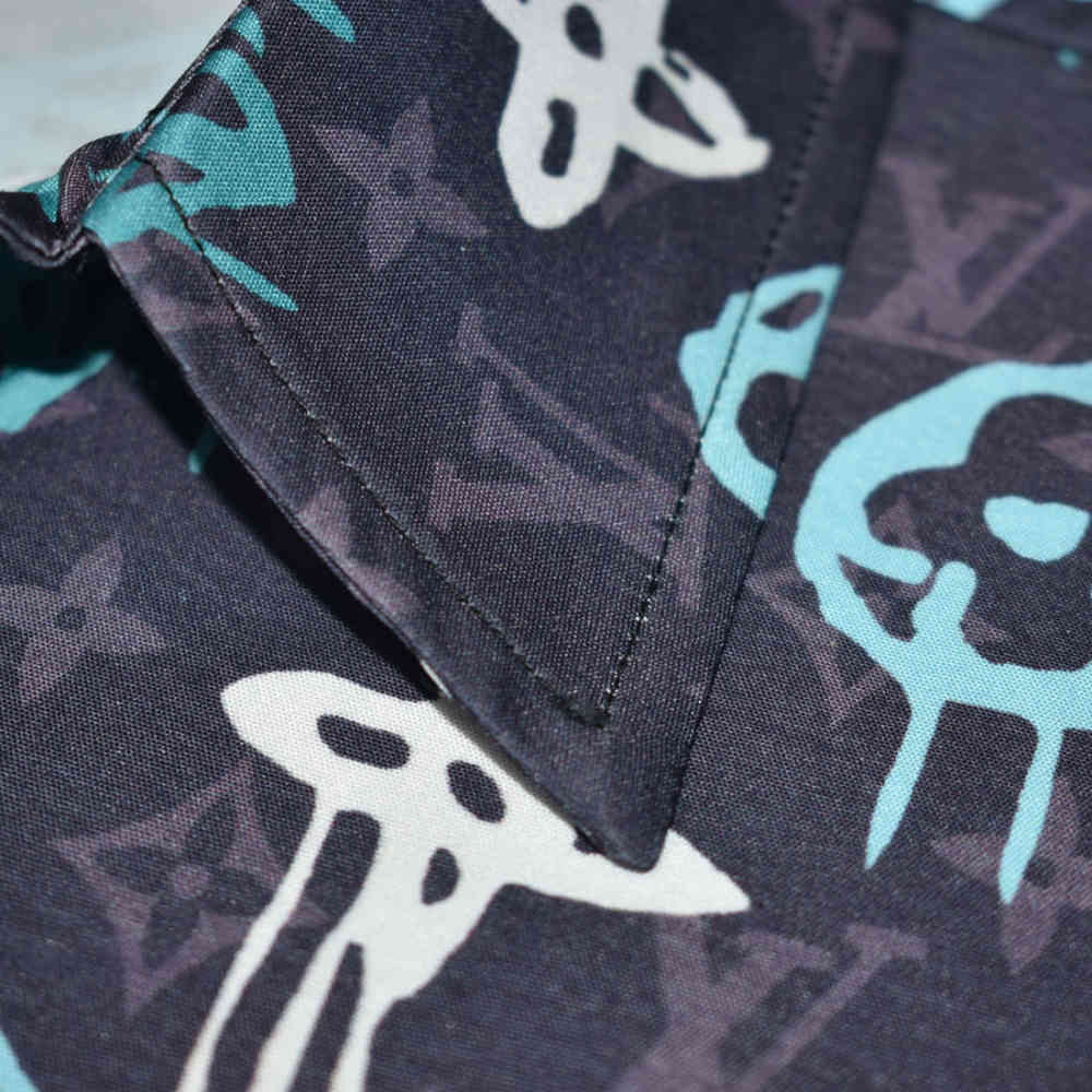 Louis Vuitton Sky Blue & Black Premium Quality Half Sleeve Shirt-4
