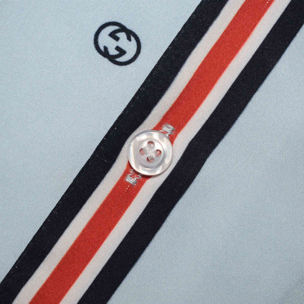 Gucci Sky Blue Premium Quality Half Sleeve Shirt-thumb-3