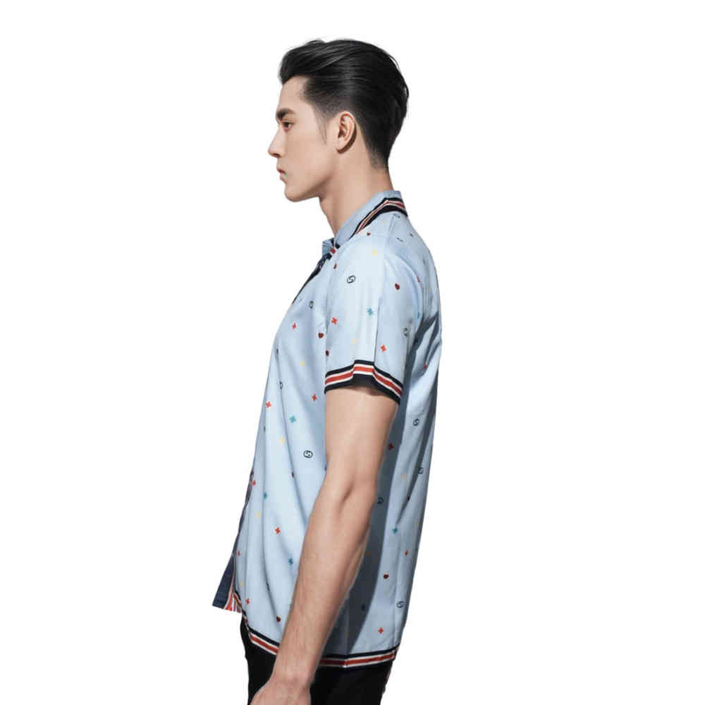 Gucci Sky Blue Premium Quality Half Sleeve Shirt-thumb-2
