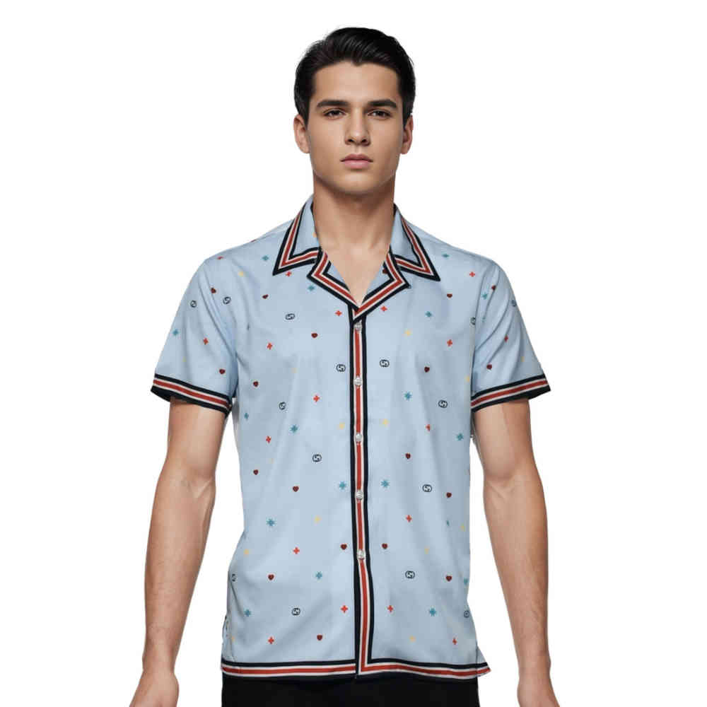 Gucci Sky Blue Premium Quality Half Sleeve Shirt-thumb-0