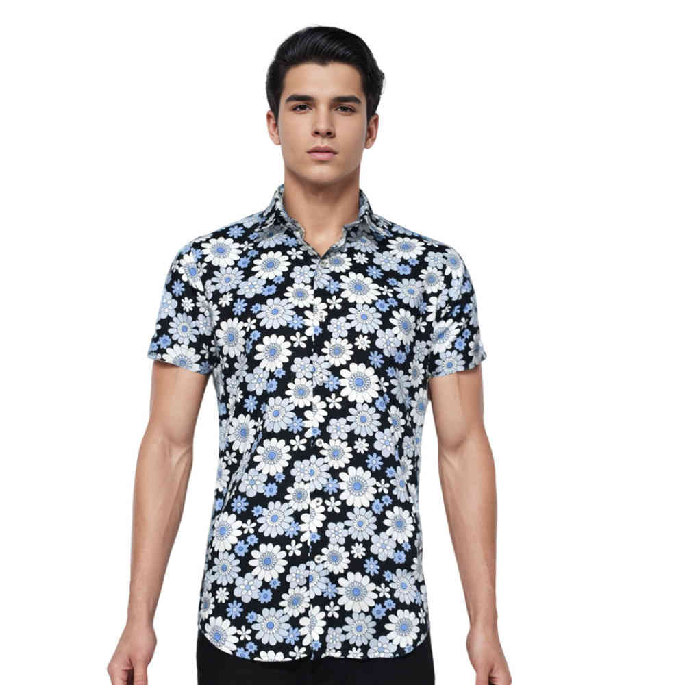 ZARA Flower Print Premium Quality Half Sleeve Shirt-thumb-0